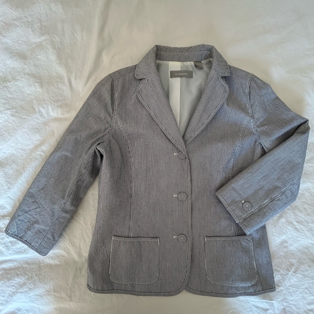 Liz Claiborne Striped Navy White Classic Tailored Jacket and Shorts NWT